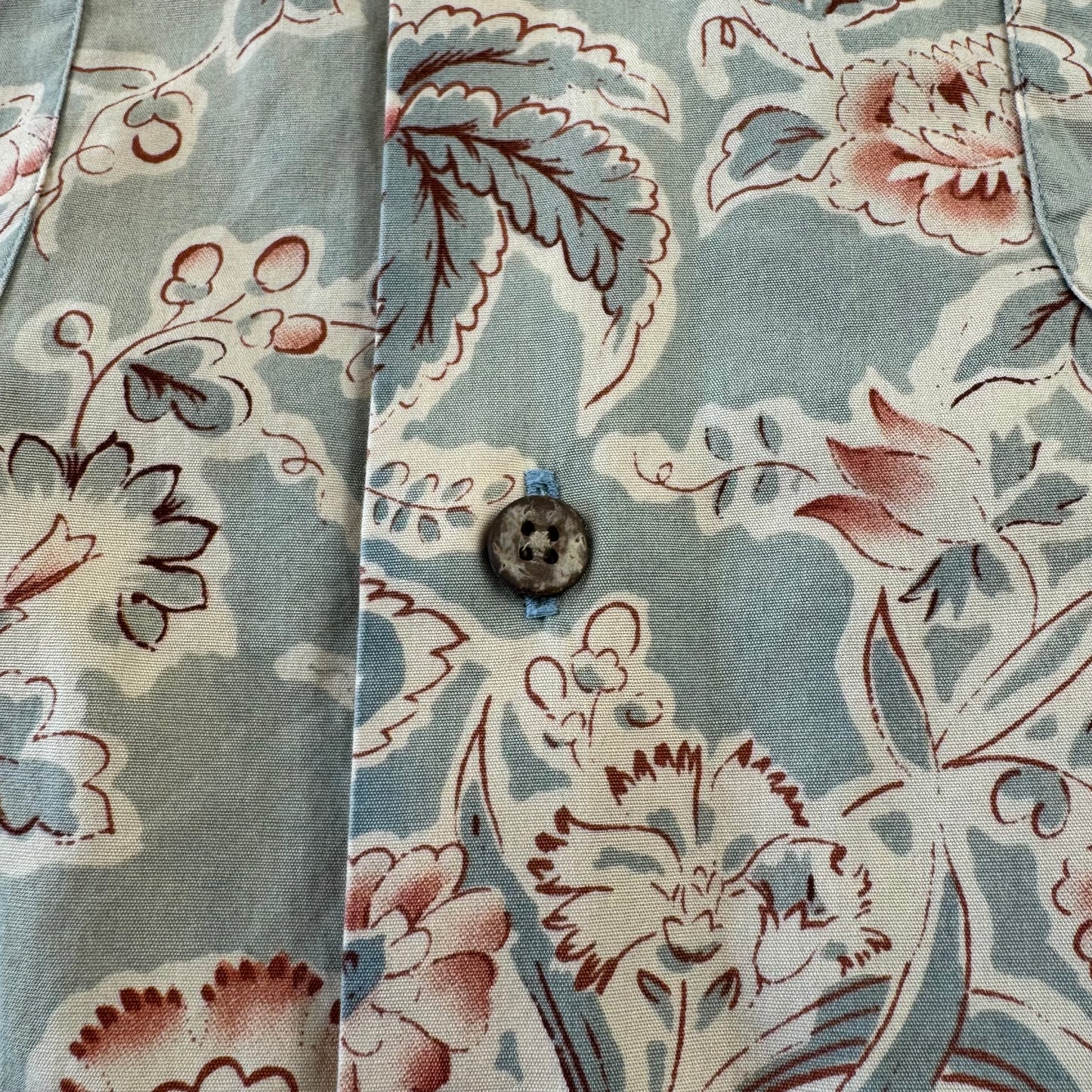 90s-00s Polo by Ralph Lauren Faded Green Flower Pattern Open Collar Shirt XL