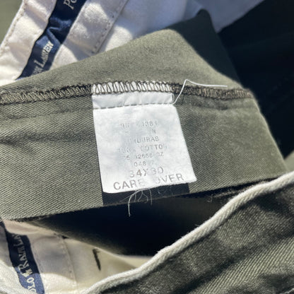 90s-00s Ralph Lauren Two-Tuck Pleated Olive Green Chino Pants 34x30