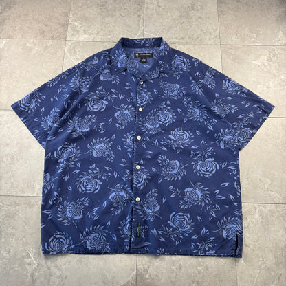 00s Ralph Lauren Polo Jeans Co. Navy Floral Open Collar Shirt