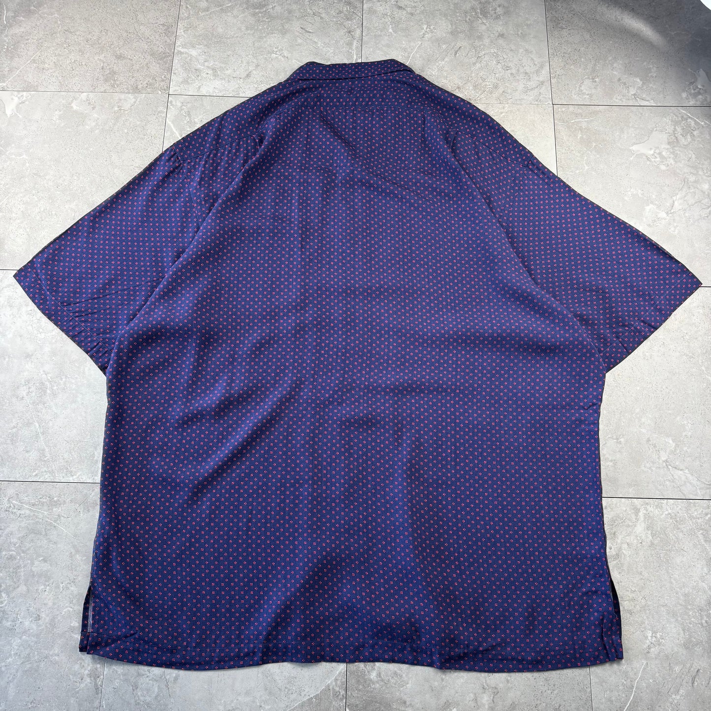 00s Polo by Ralph Lauren Clayton Purple Dot Pattern Rayon Open Collar Shirt XL
