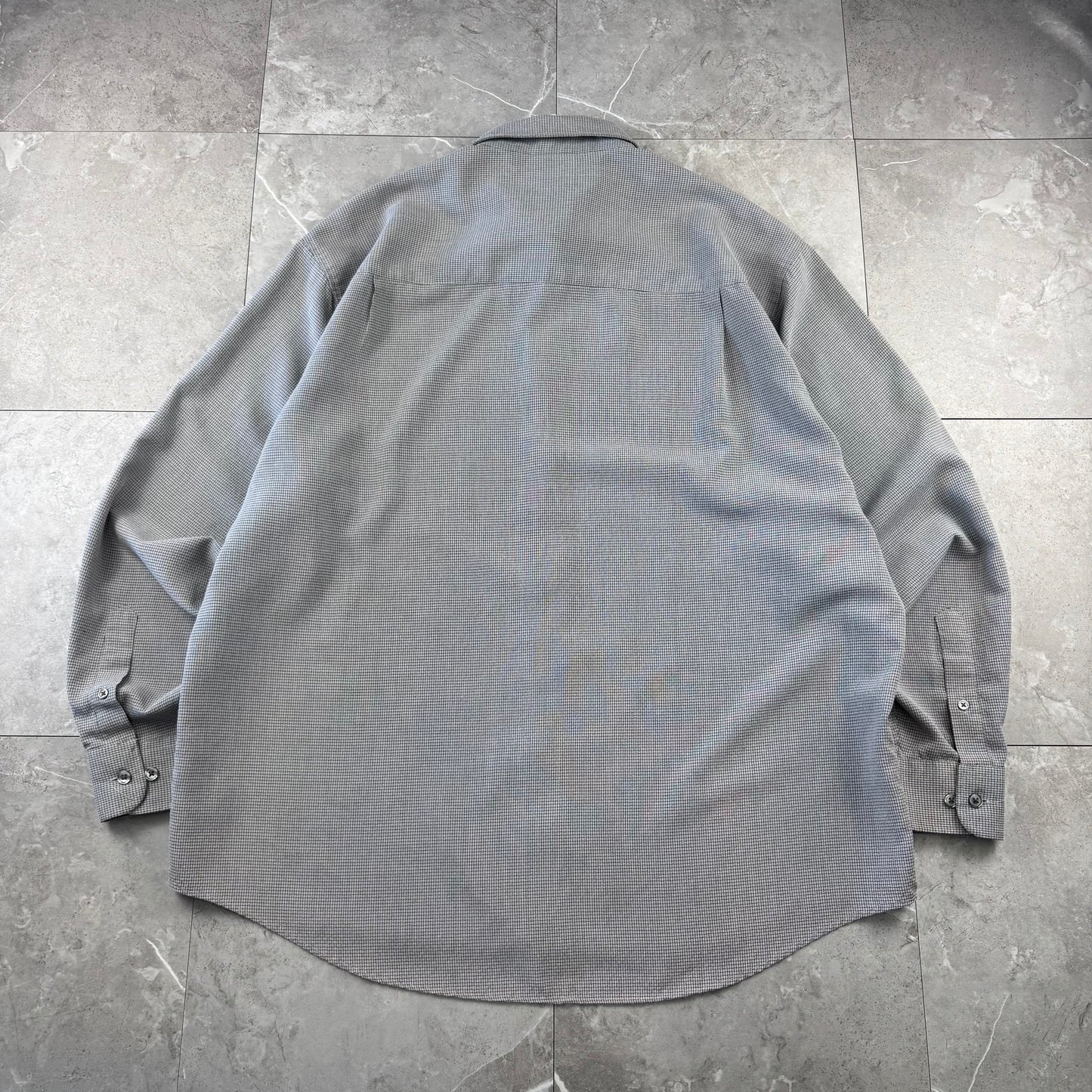 90s Natural Issue Gray Rayon Gingham Checkered Shirt