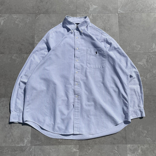 90s-00s Ralph Lauren “Big Shirt Blue Striped Shirt