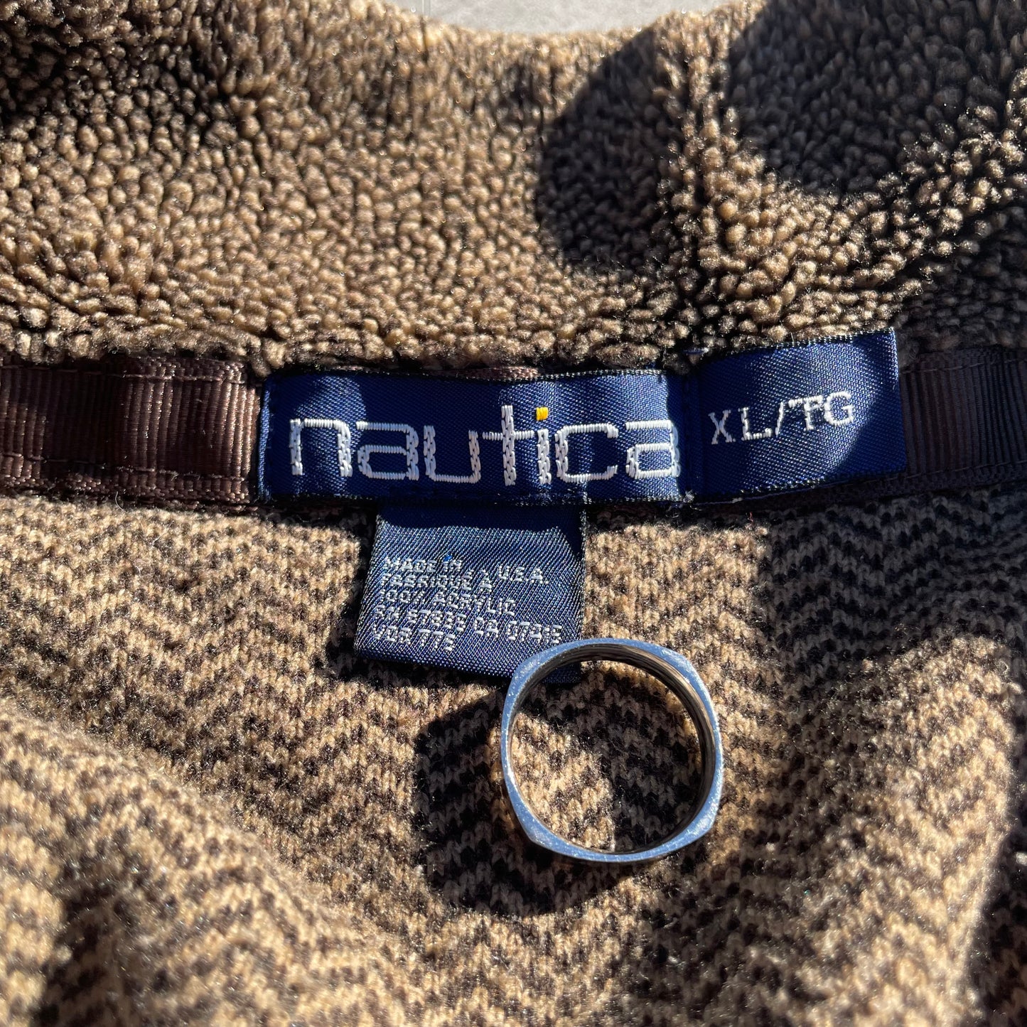 90s Nautica Made in USA Brown Fleece Half-Zip Pullover