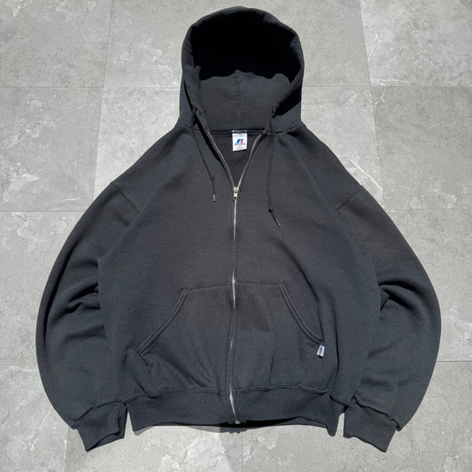 90s Russell Athletic Black Zip-Up Hoodie KiiChain Clothing
