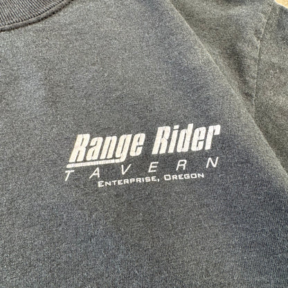 90s-00s Hanes Heavyweight Range Rider Tavern Black Biker Graphic T-Shirt
