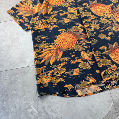 90s Avanti Black 100% Silk Open Collar Shirt