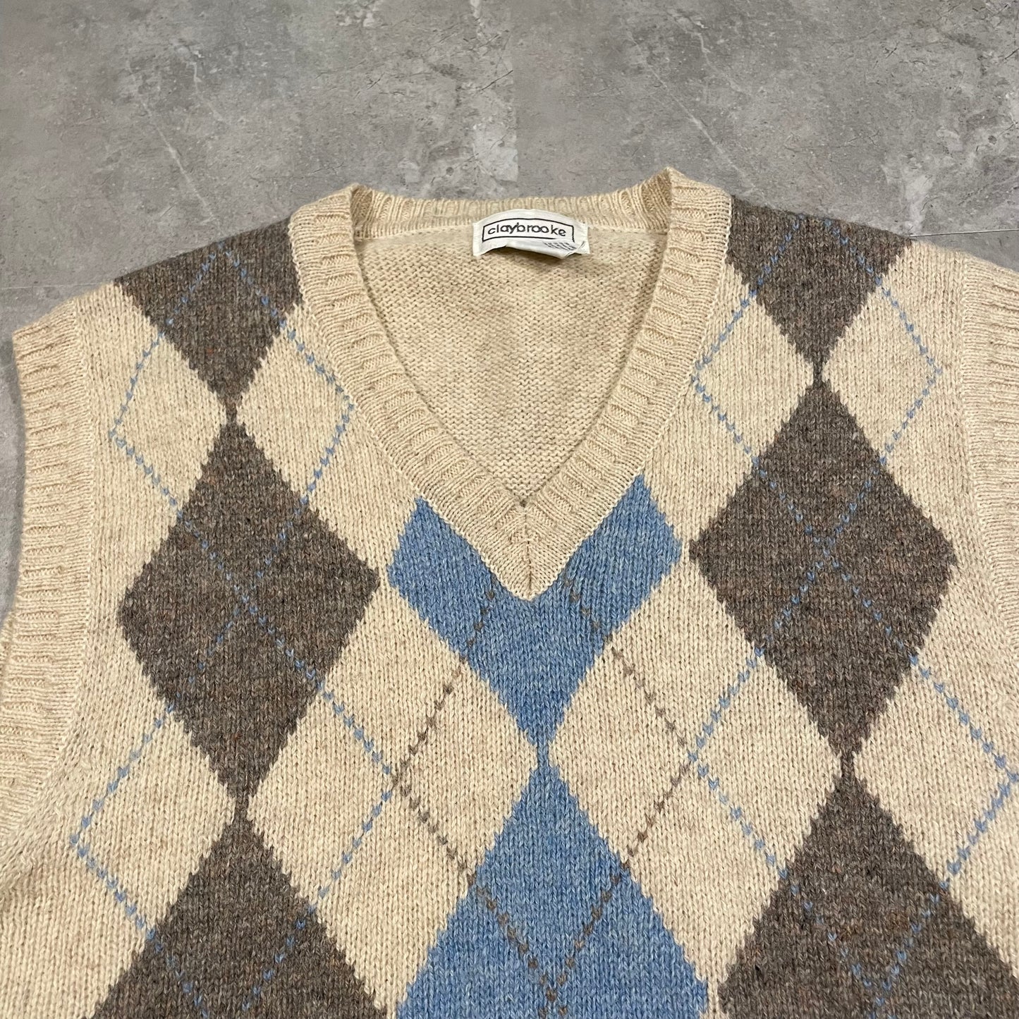 90s Claybrooke 100% Pure Wool Argyle Vest