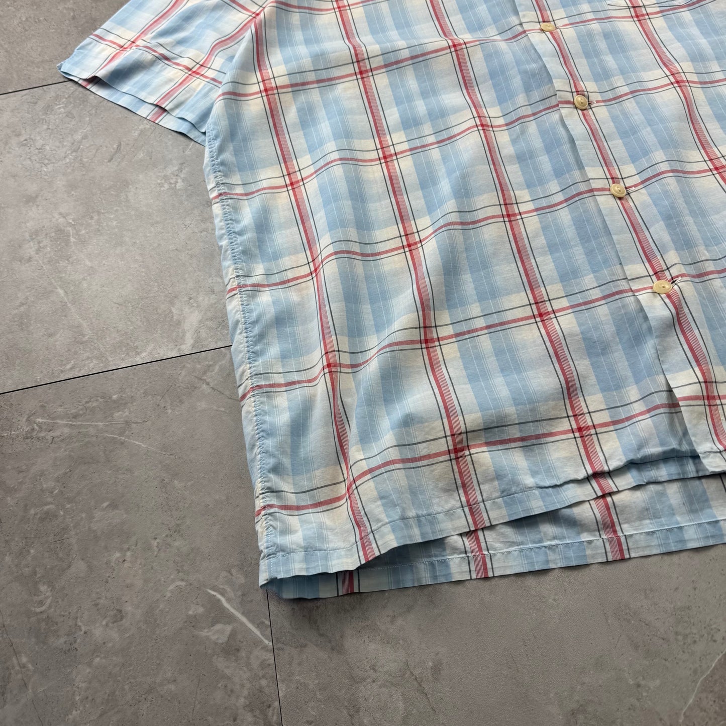 00s Polo by Ralph Lauren Andy Camp Blue Checkered Open Collar Shirt L