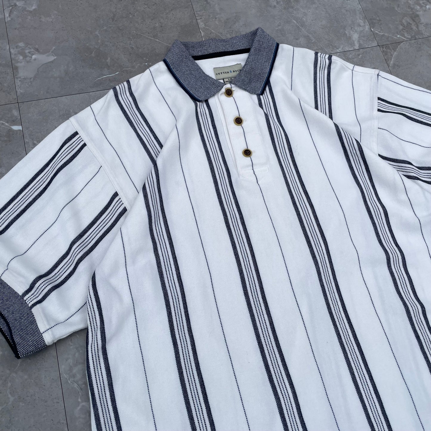 00s Cutter & Buck Striped Polo Shirt