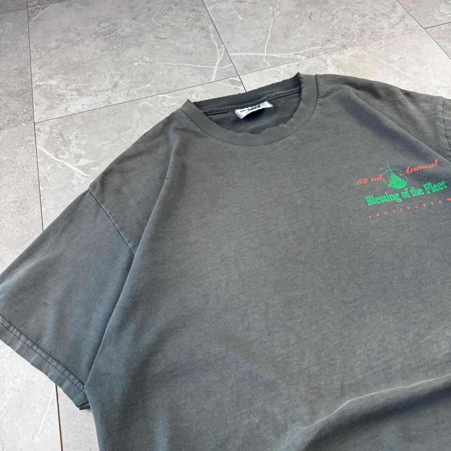 90s Lee Provincetown Portuguese Festival 1999 Faded Gray Made in USA Graphic T-Shirt