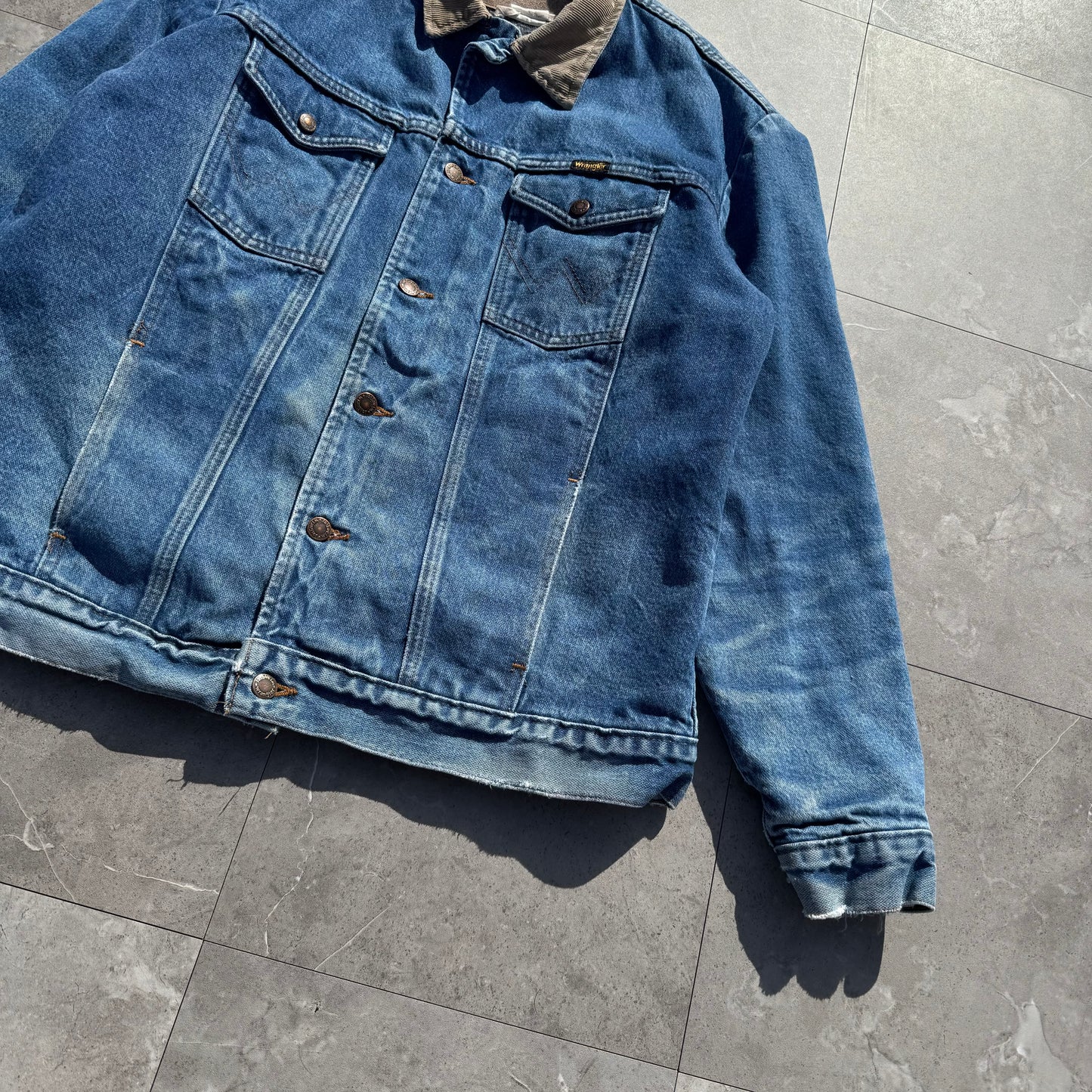 80s Wrangler Carpet-Lined Corduroy Collar Denim Jacket