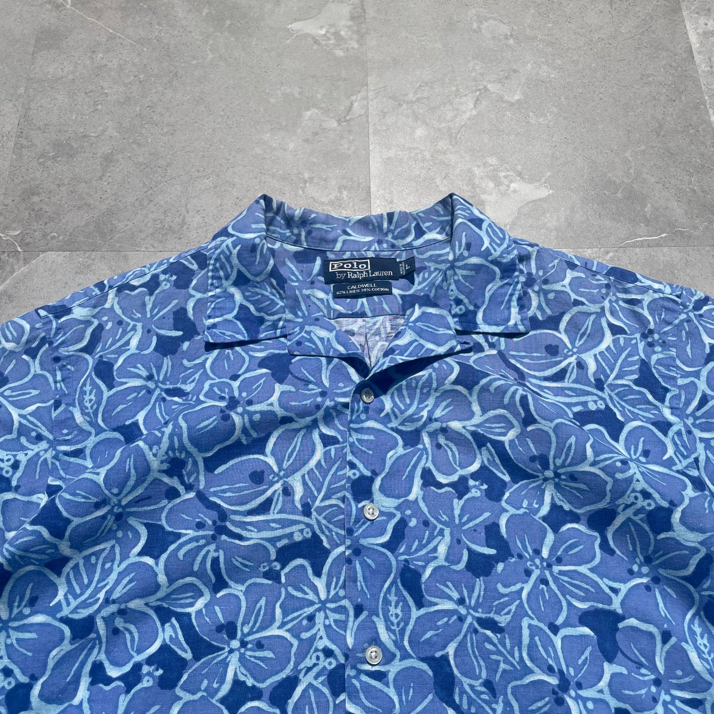 90s Ralph Lauren Caldwell Blue Floral Hawaiian Shirt