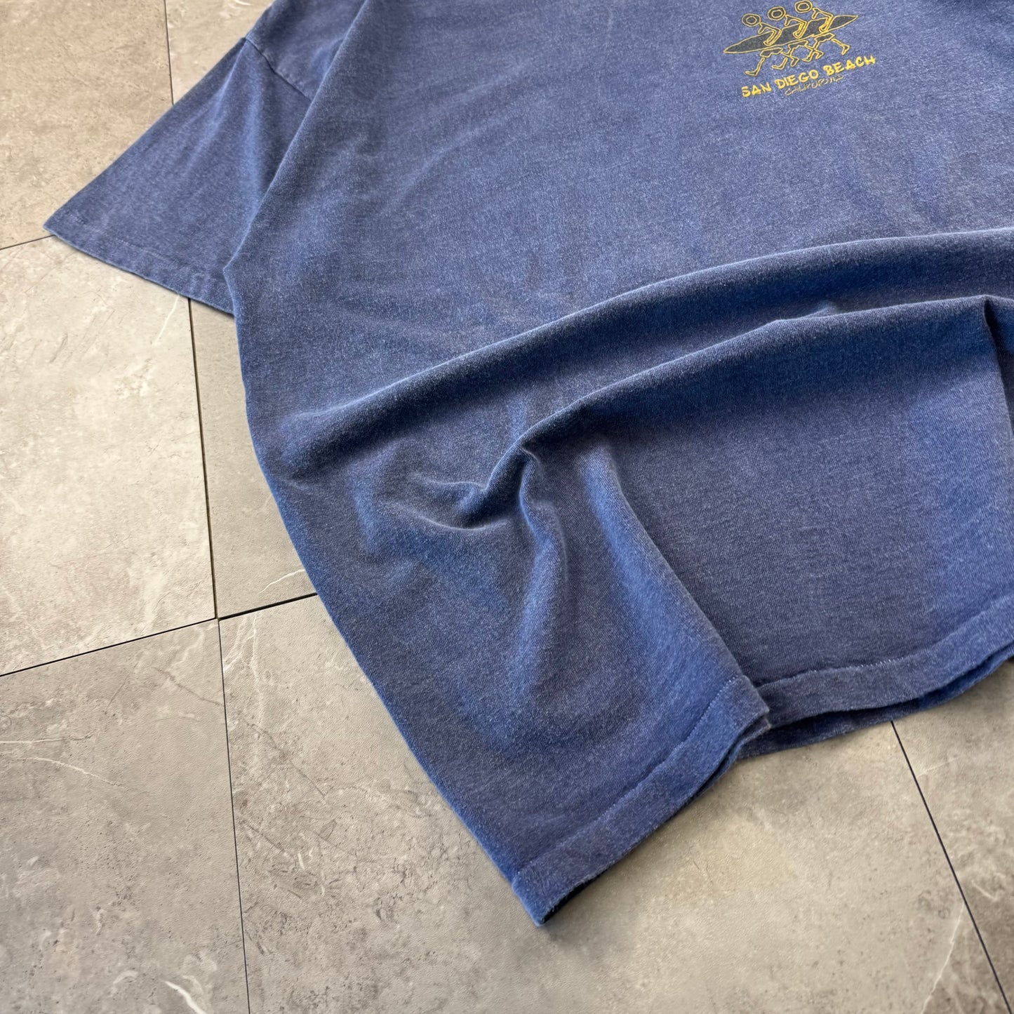 90s Delta San Diego Beach Made in USA Faded Blue Surf Graphic T-Shirt