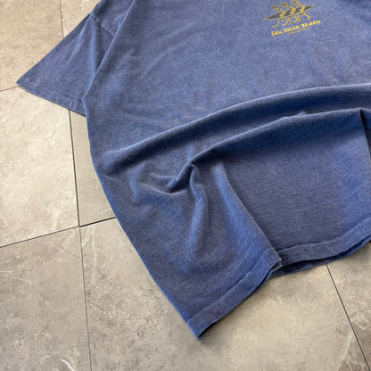 90s Delta San Diego Beach Made in USA Faded Blue Surf Graphic T-Shirt