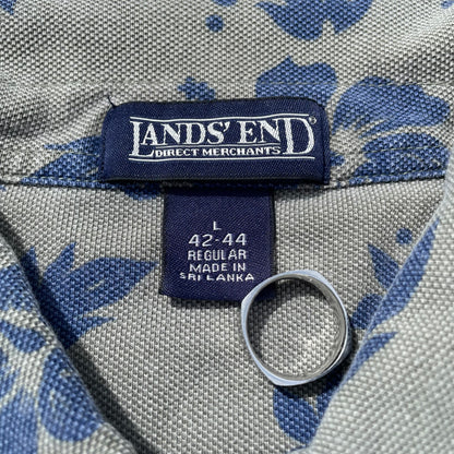 90s Lands’ End Flower Pattern Polo Shirt