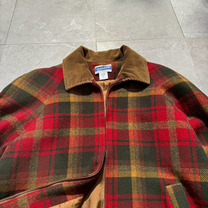 80s-90s Pendleton Made in USA 100% Virgin Wool Red Checkered Jacket