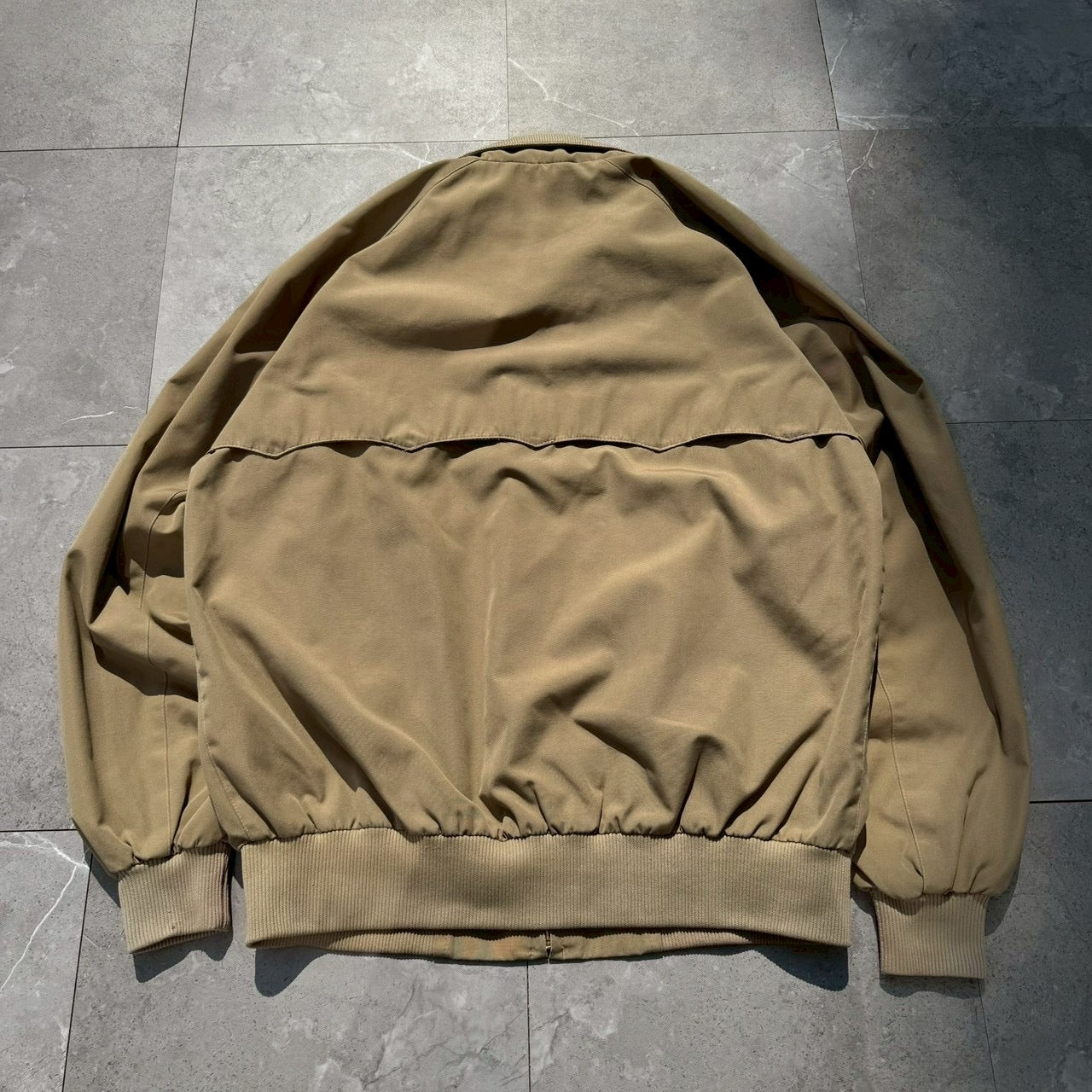 70s-80s Izod x Lacoste Beige Tan Flannel Lined Harrington Jacket