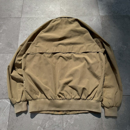 70s-80s Izod x Lacoste Beige Tan Flannel Lined Harrington Jacket