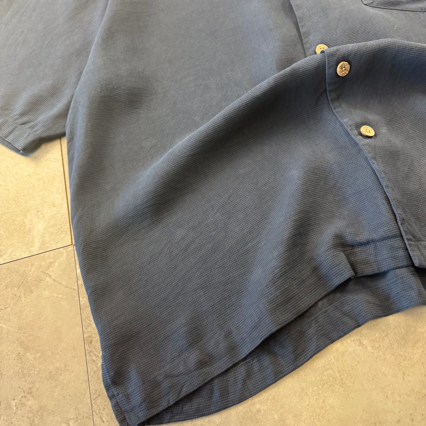 00s Montego MON Black 100% Silk Open Collar Shirt L