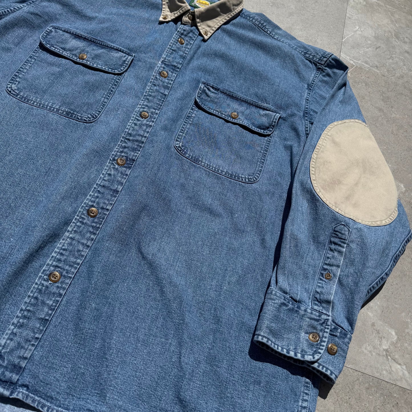 90s Cabela's Denim Elbow Patch Shirt KiiChain Clothing