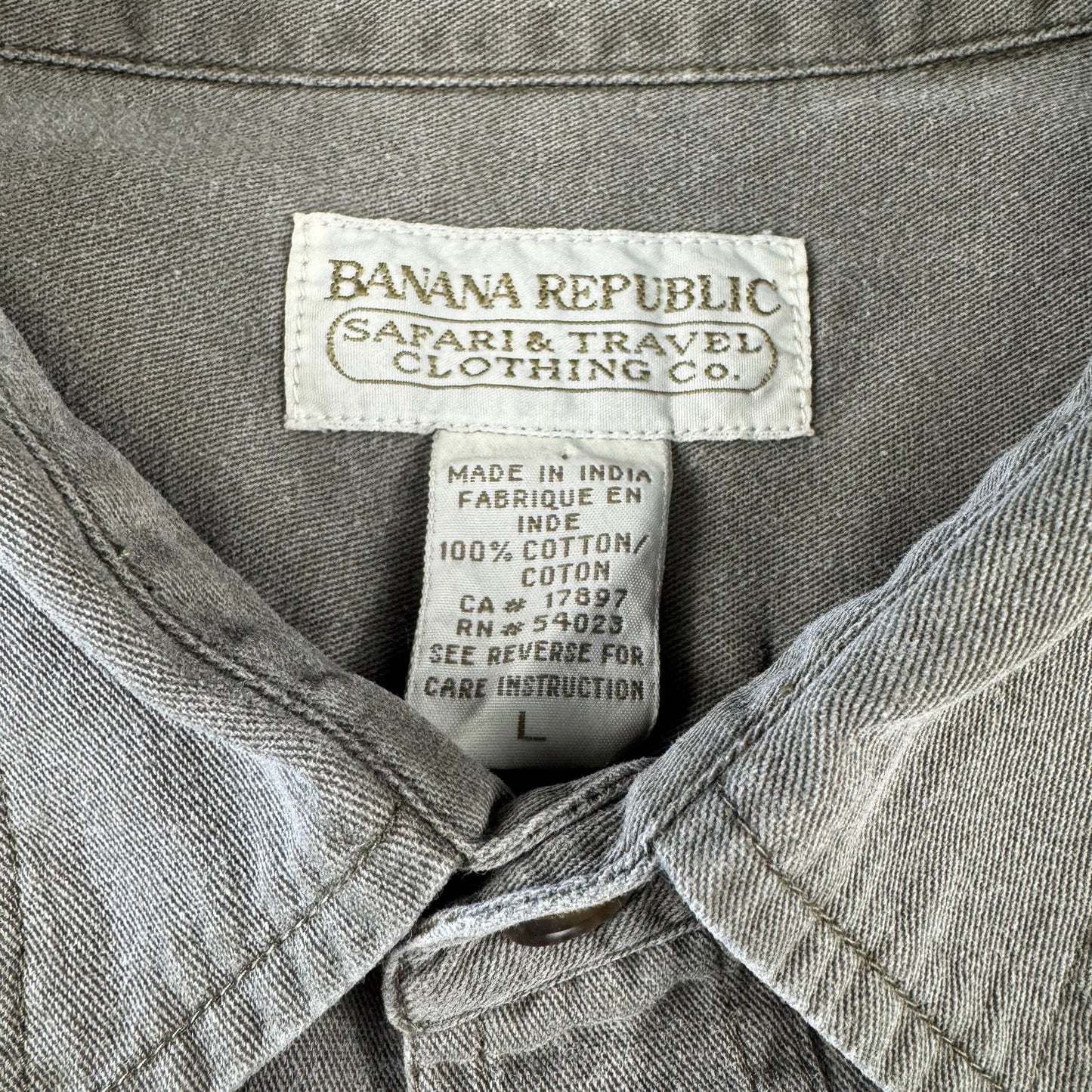 80s-90s Banana Republic Faded Khaki Multi Mesh Pocket Safari Shirt