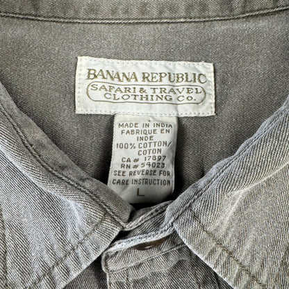 80s-90s Banana Republic Faded Khaki Multi Mesh Pocket Safari Shirt