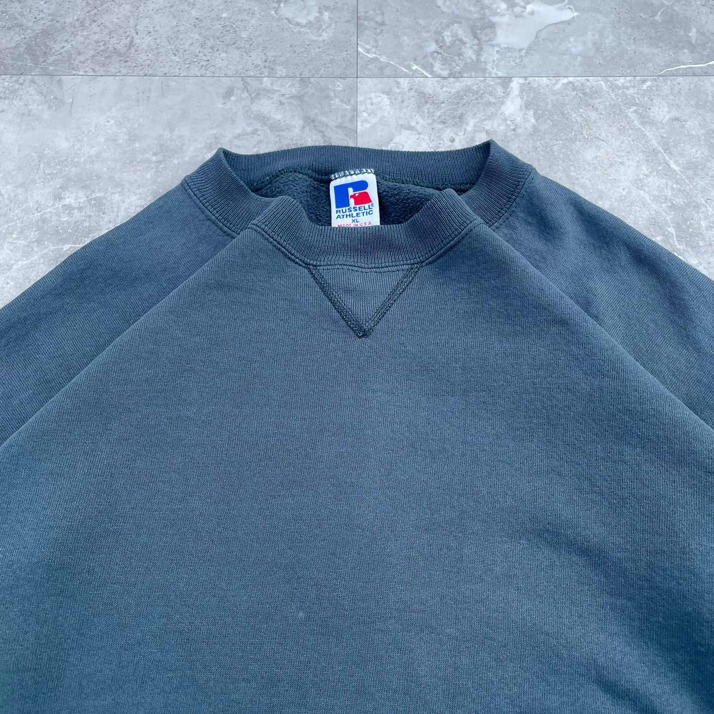 90s Russell Athletic Blank Green-Gray Crewneck