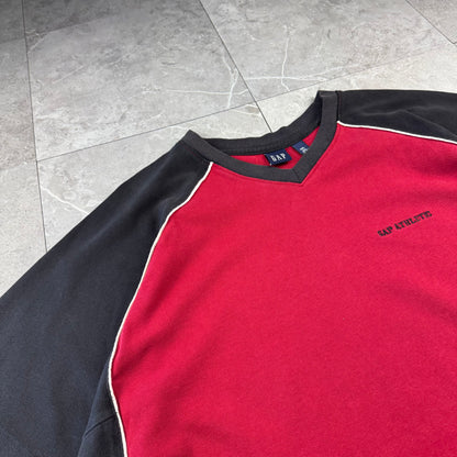 90s-00s Gap Black & Red Heavyweight Knitted Raglan V-Neck T-Shirt