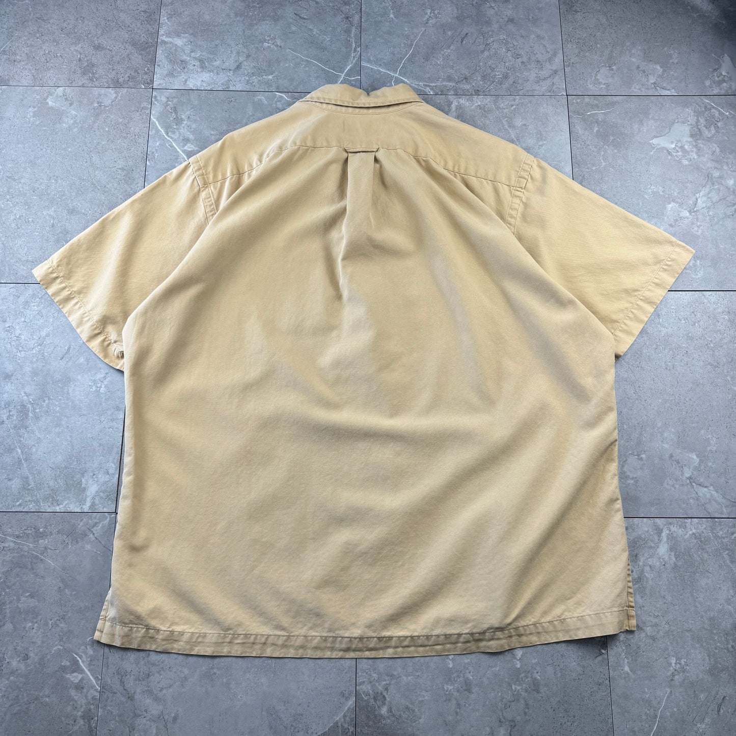 00s Polo by Ralph Lauren Mustard Brown Silk x Cotton Open Collar Shirt