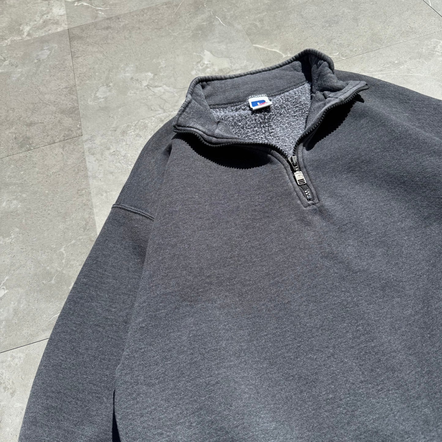 90s Russell Athletic Half-Zip Dark Gray Sweatshirt KiiChain Clothing