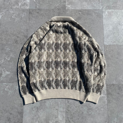 90s-00s Jantzen Acrylic Cream/Brown Design Knit