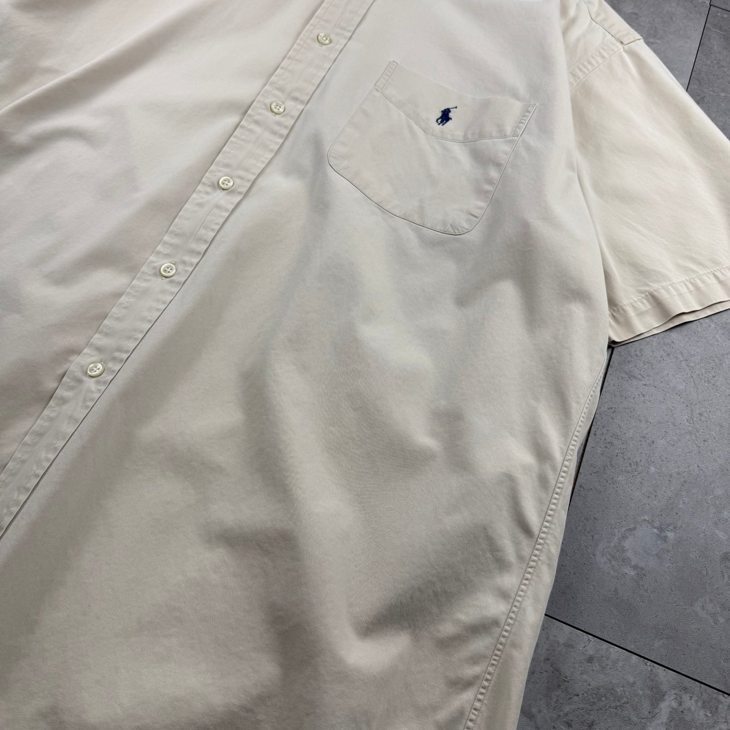 00s Ralph Lauren Blake Cream Button Down Short Sleeve Shirt L