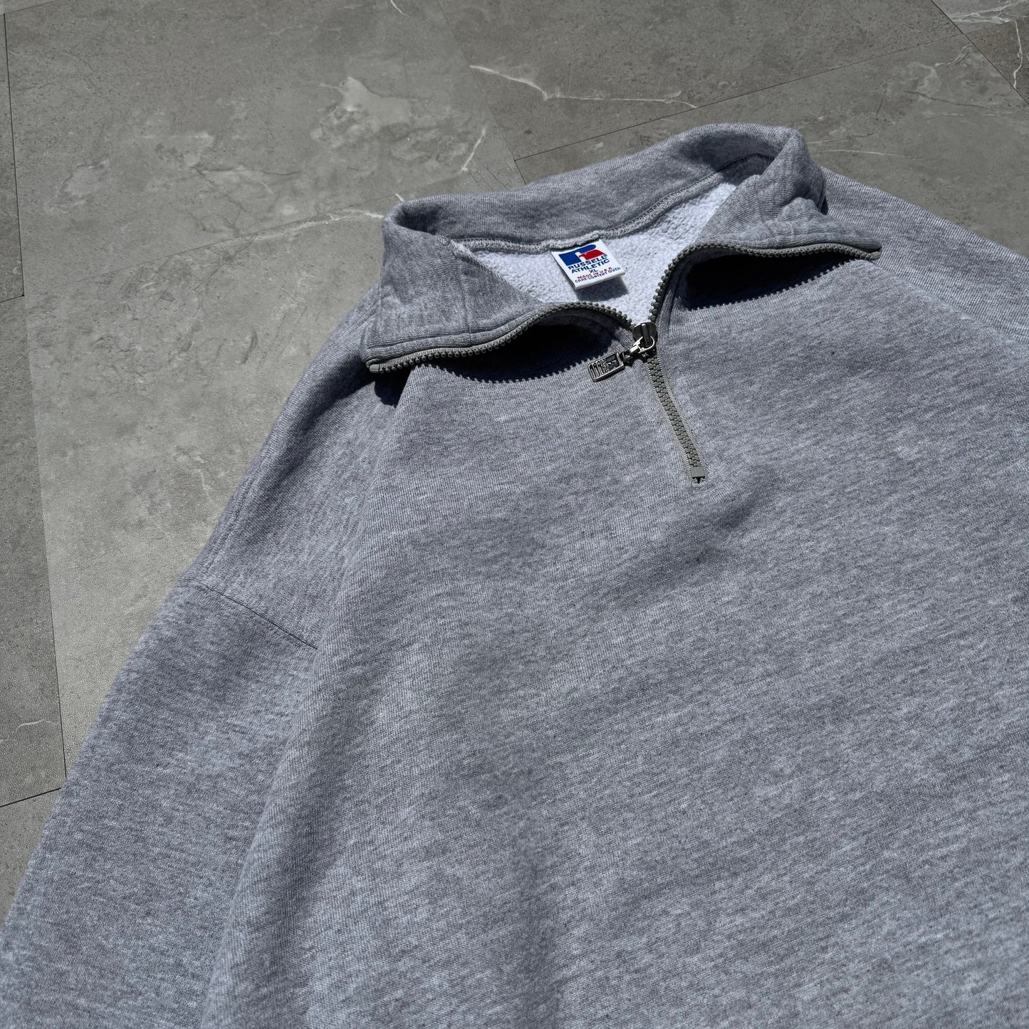 90s Russell Athletic Made in USA Half-Zip Gray Sweatshirt KiiChain Clothing
