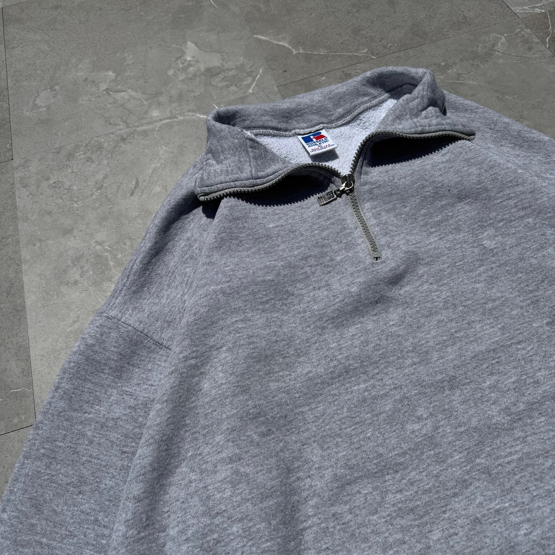 90s Russell Athletic Made in USA Half-Zip Gray Sweatshirt KiiChain Clothing