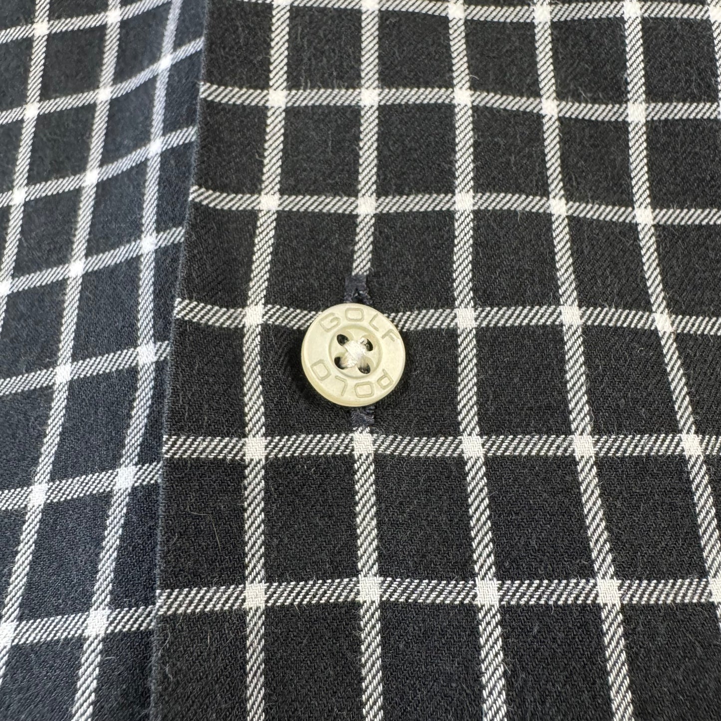 00s Ralph Lauren Polo Golf Caldwell Black Checkered Open Collar Shirt XL