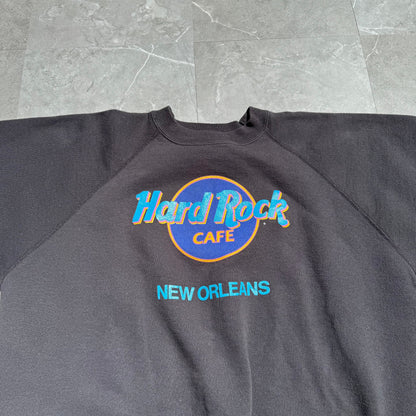 90s Hanes Hard Rock Cafe New Orleans Made in USA Black Crewneck Sweatshirt KiiChain Clothing