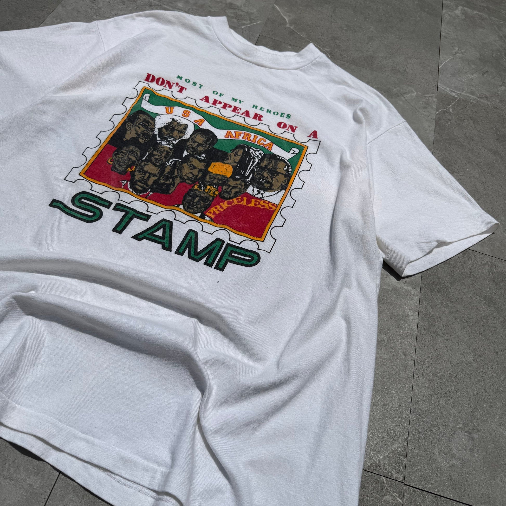 80s-90s Unknown USA Africa Stamp Single Stitch Tee KiiChain Clothing