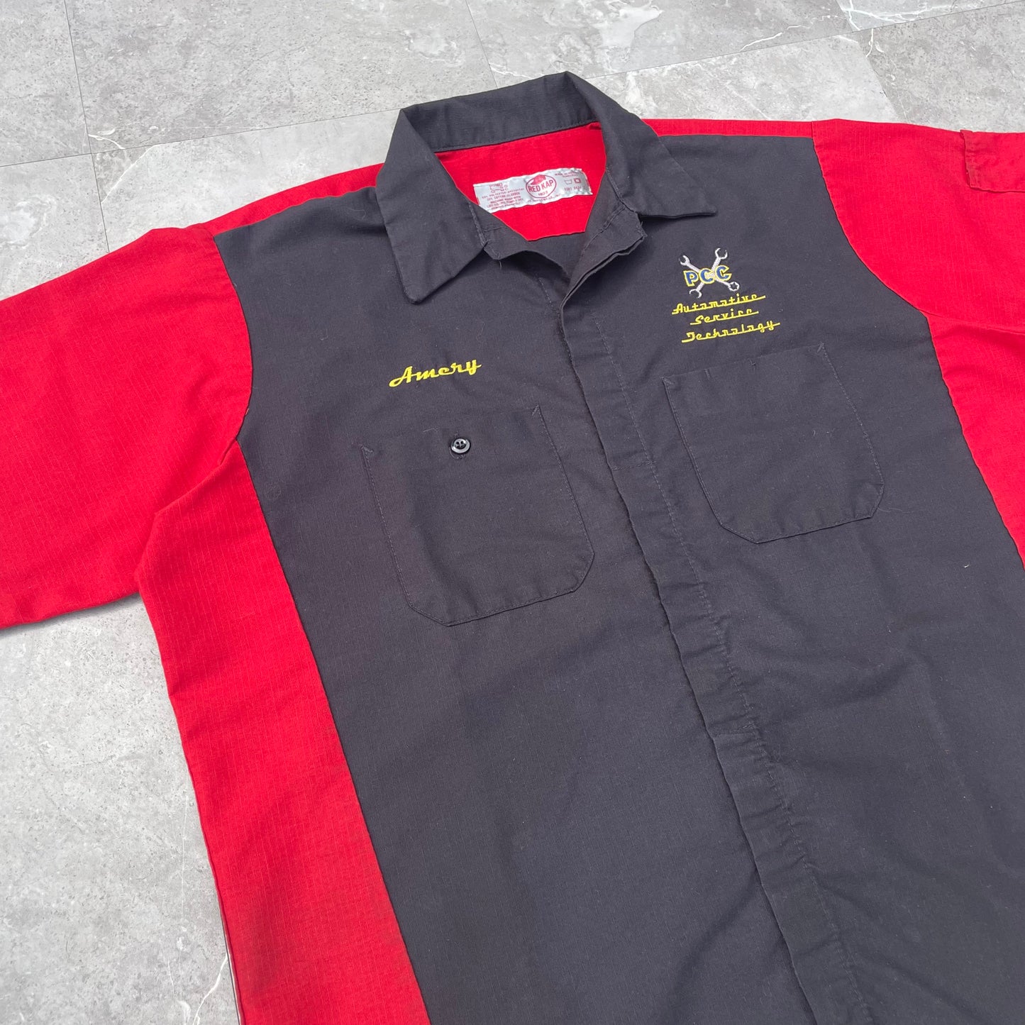 90s-00s Red Kap PCC Automative Service Technology Work Short Sleeve Shirt