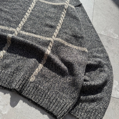90s-00s Dockers Gray/Beige Checkered Cotton Knit