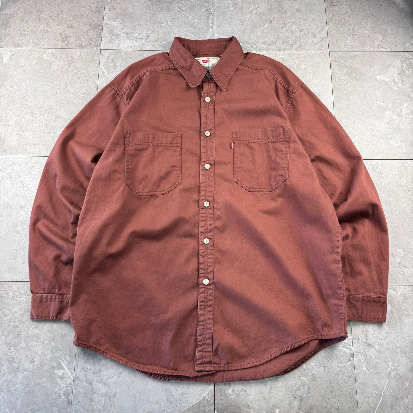 90s-00s Levi's Burgundy Heavyweight Dual Pocket Shirt