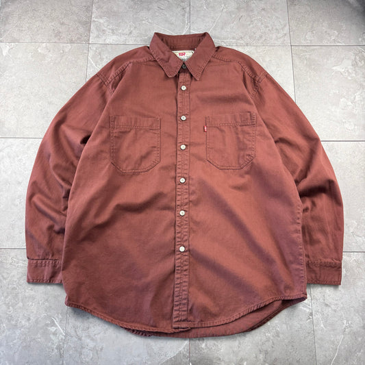 90s-00s Levi's Burgundy Heavyweight Dual Pocket Shirt