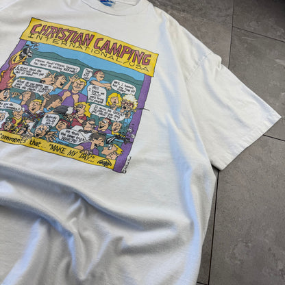90s Hanes Beefy-T Christian Champic White Single Stitch Comic Graphic T-Shirt