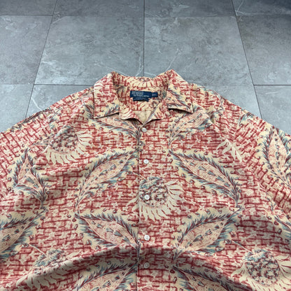00s Polo by Ralph Lauren Vintage Camp Red Leaf Open Collar Shirt XL