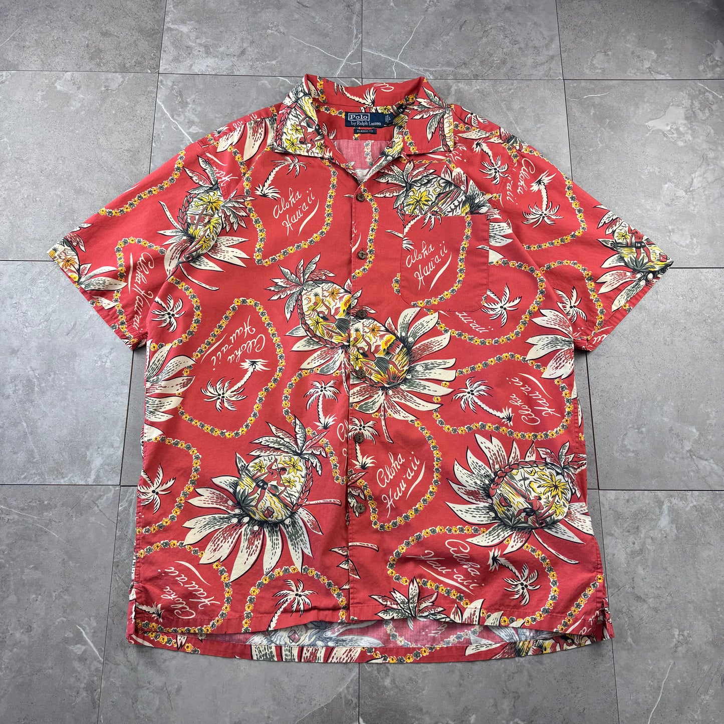 00s Polo by Ralph Lauren Classic Fit Red Hawaiian Open Collar Shirt