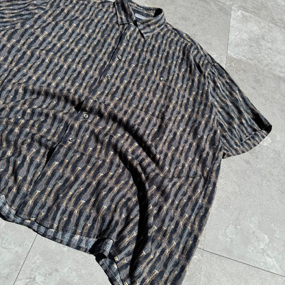 90s Alternatives by Natural Issue Striped Graphic 100% Rayon Short Sleeve Shirt KiiChain Clothing