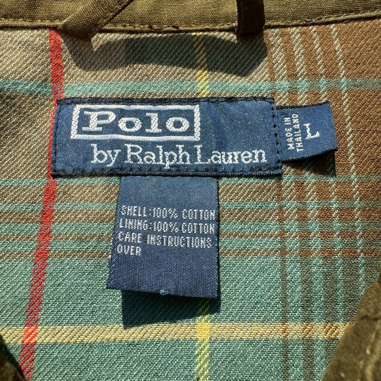 90s-00s Ralph Lauren Olive Green Checkered Lined Swing Top Jacket