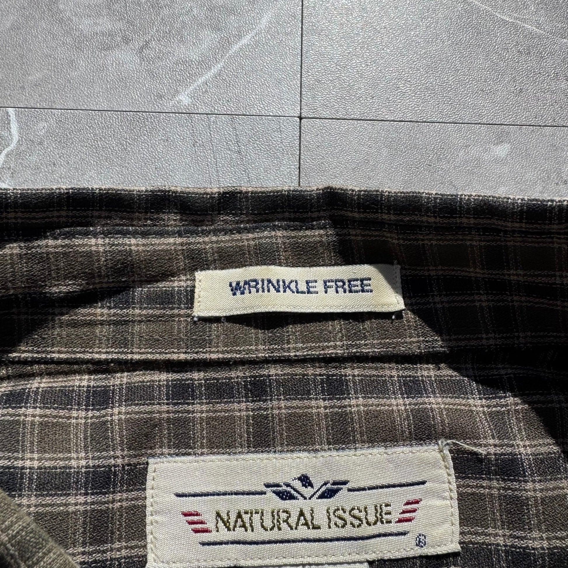 90s Natural Issue Olive Green Checkered Button Down Shirt KiiChain Clothing
