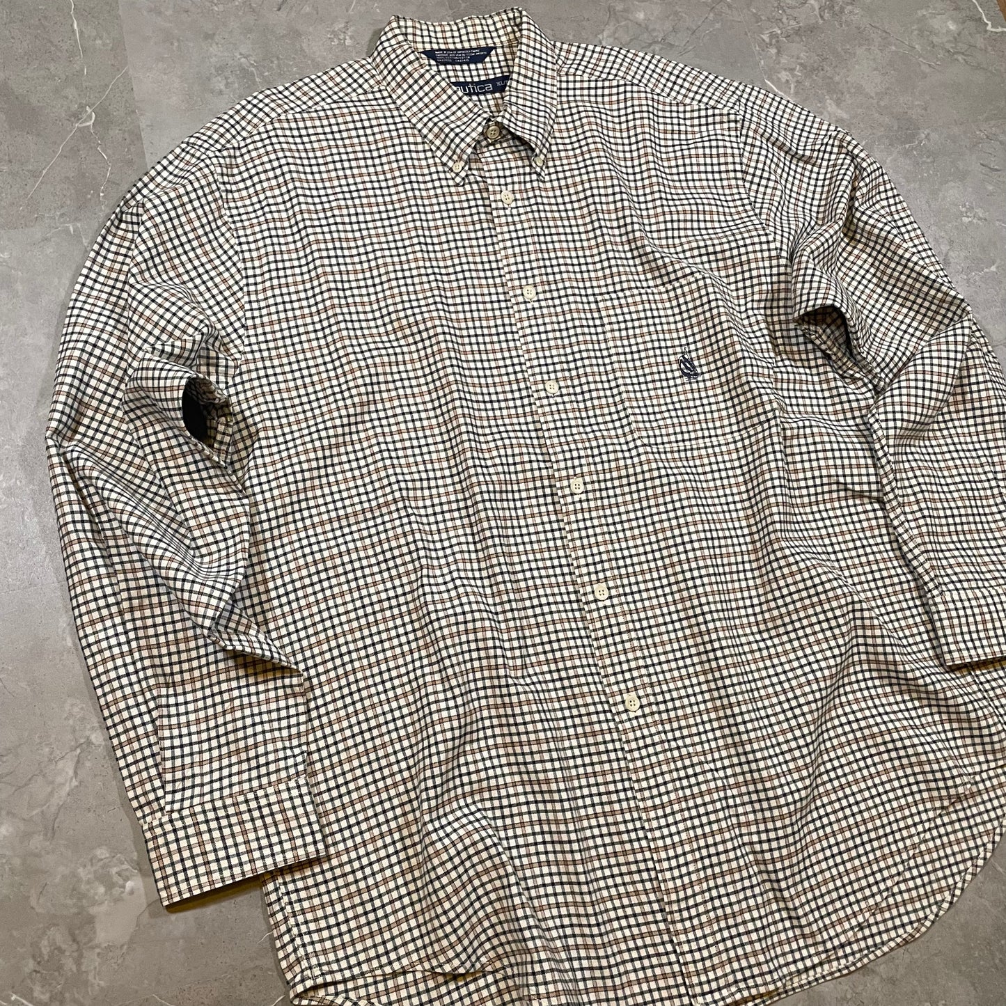 90s Nautica Heavyweight Checkered Button Down Shirt