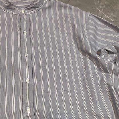 90s Arrow Collection Gray Striped Stand Collar Shirt