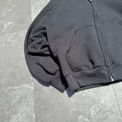 80s-90s Jerzees by Russell Athletic Made in USA Black Zip-Up Hoodie KiiChain Clothing